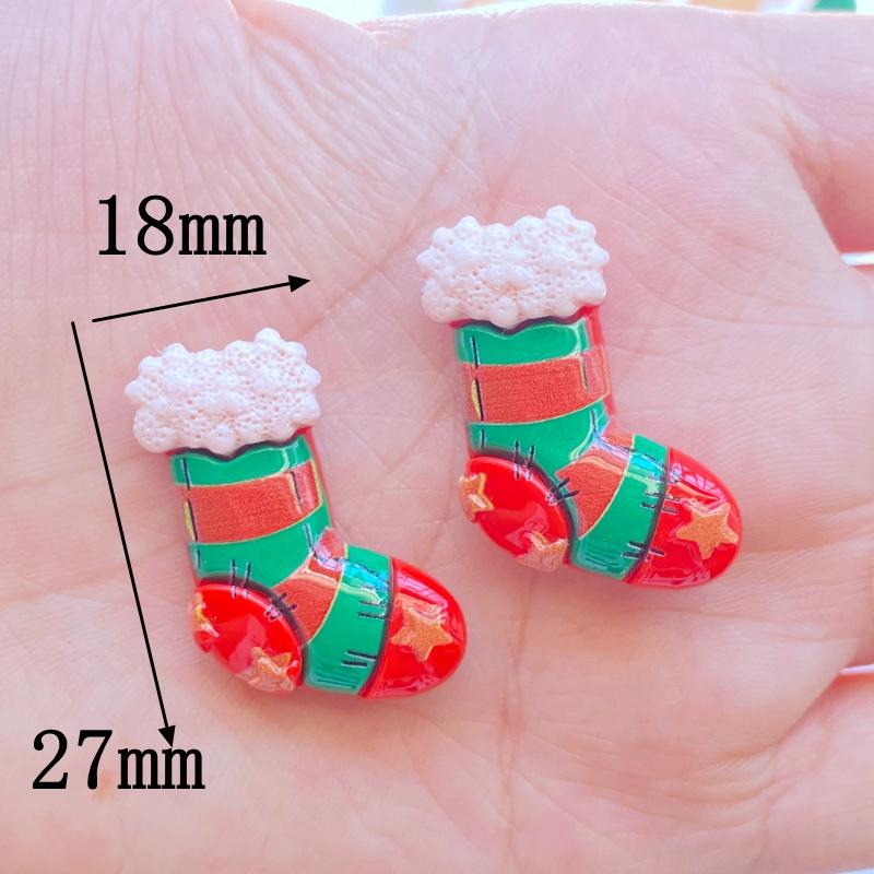 10Pcs New Mini Cute Cartoon Christmas Series Flat Back Resin Cabochons Scrapbooking DIY Jewelry Craft Decoration Accessorie