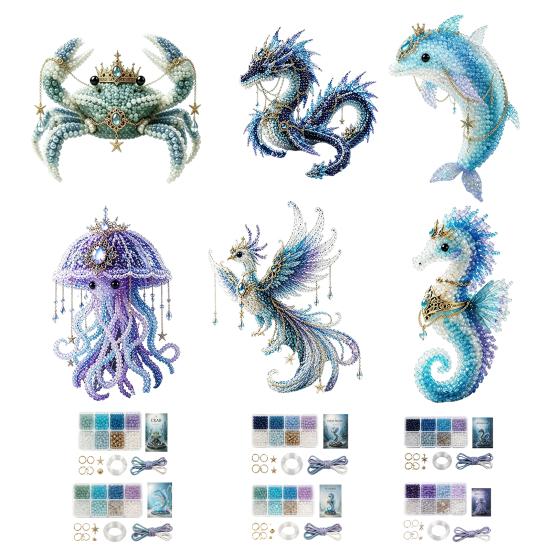 Sea Breeze Style Bead Kit Mythical Ocean DIY Kit, Themed Jewelry Making Set, Decorative Beading Kits for Balcony Marine Animal Craft Supplies Handmade