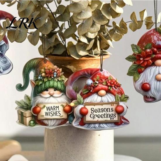 Nordic Style Christmas Tree Hanging Decor 12/24/36Pcs Gnome Ornaments, 2D Wooden Decorations for Xmas Tree, Funny Wood Ornaments Wreaths Gnomes