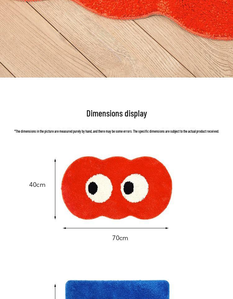 Cartoon Big Eyes Tufted Rug: Non-Slip Absorbent Mat for Living Room, Bathroom, and Toilet