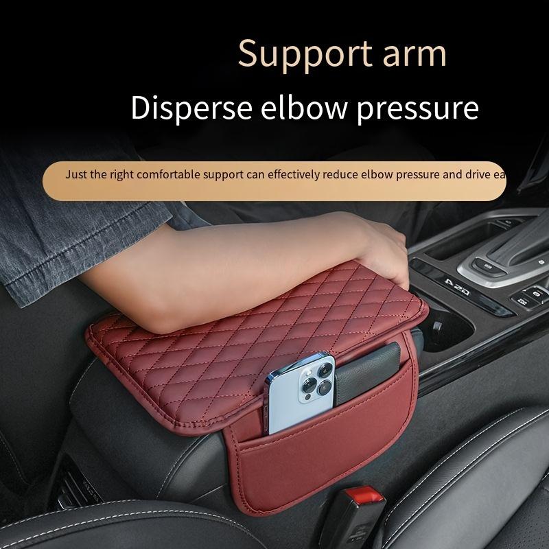 1pc Universal Car Armrest Heightening Pad with Side Storage Bag: PU Leather for Enhanced Comfort Easy Installation and Fit