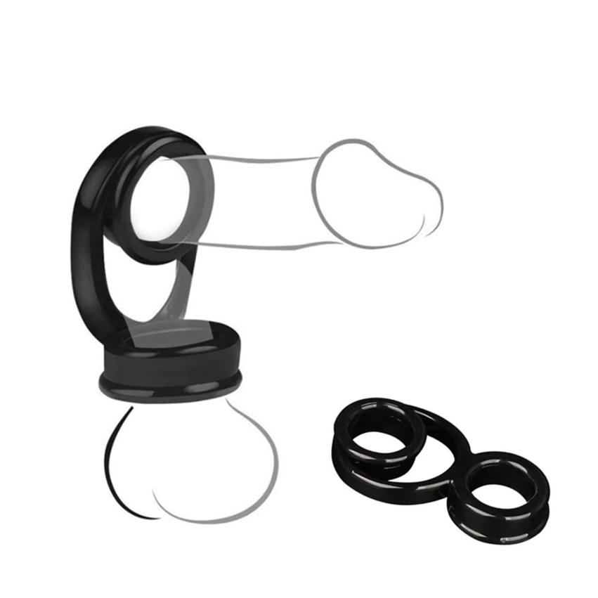 1Pc Men Dual Cock Ring with Ball Strap Stretchy Double Penis Rings Adult Men Sex Toy Soft Silicone Couples Penis Rings