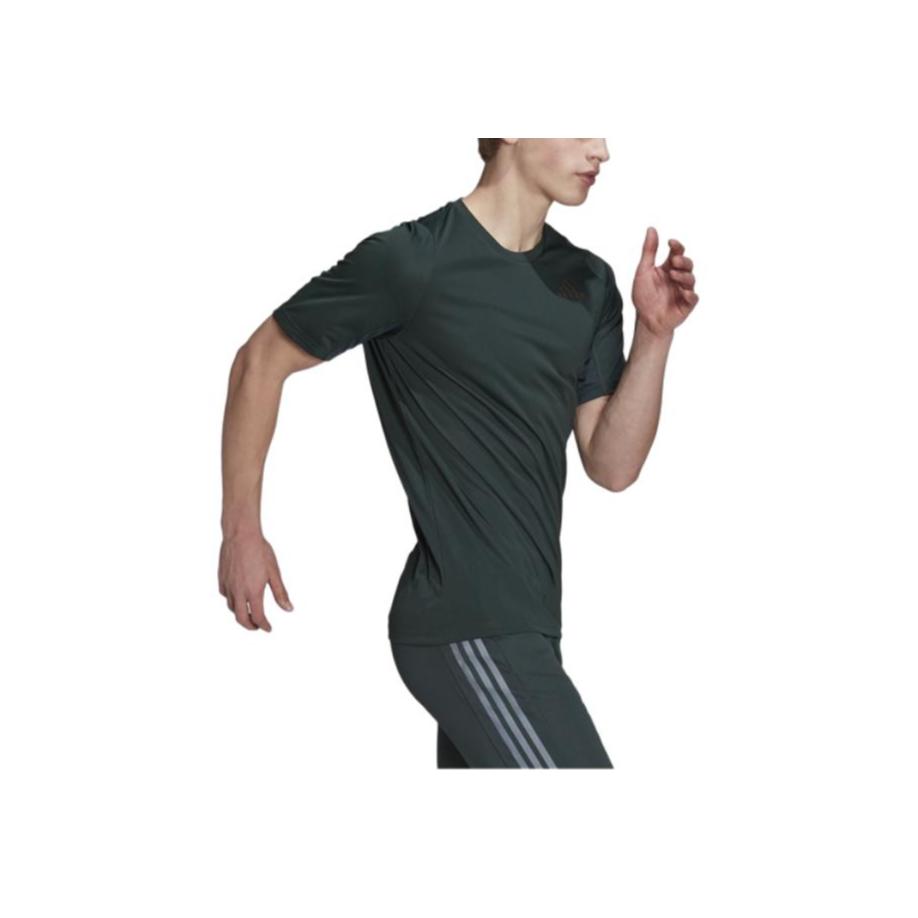 adidas Solid Color Brand Logo Printed Round Neck Short Sleeve T-Shirt Men Tops Green HJ7237
