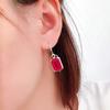 Luxury Fashion Crystal Design Red Zircon Drop Earings Square Ruby Earrings for Women Engagement Banquet Zircon