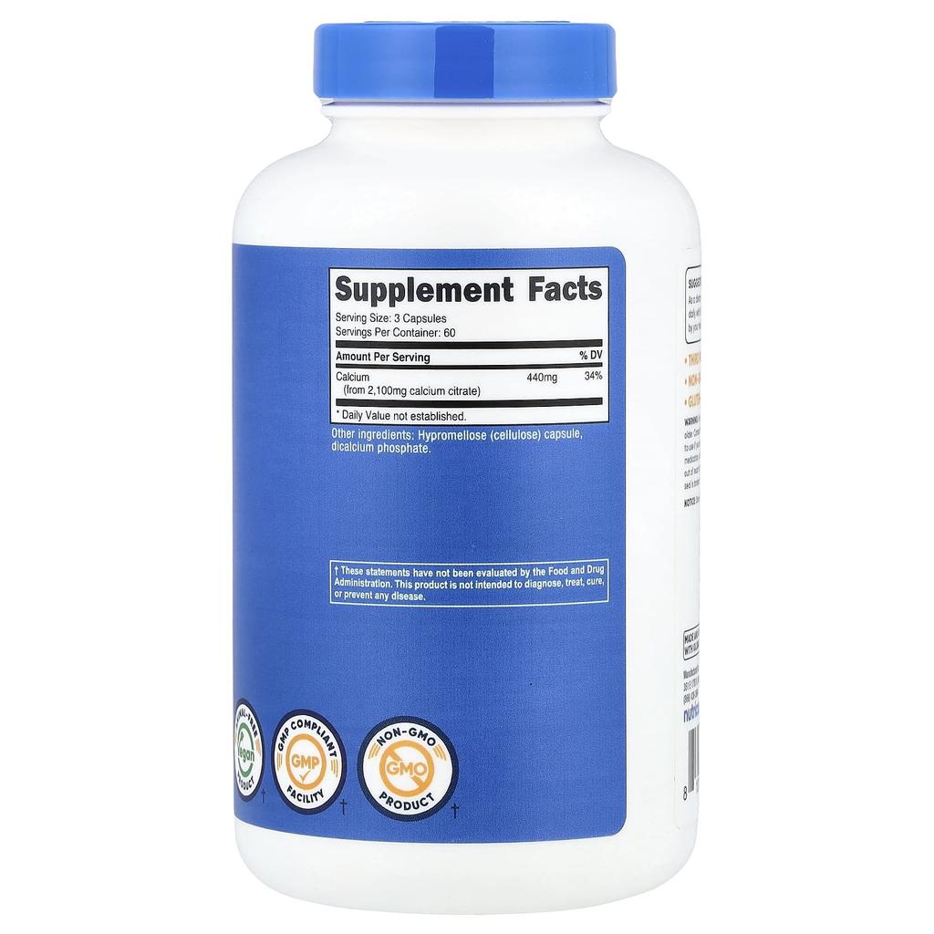 Nutricost, Calcium Citrate, 180 Capsules (700mg per capsule)