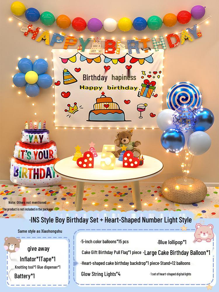 Baby's First Birthday Décor - Balloons & Party Scene for Boys & Girls