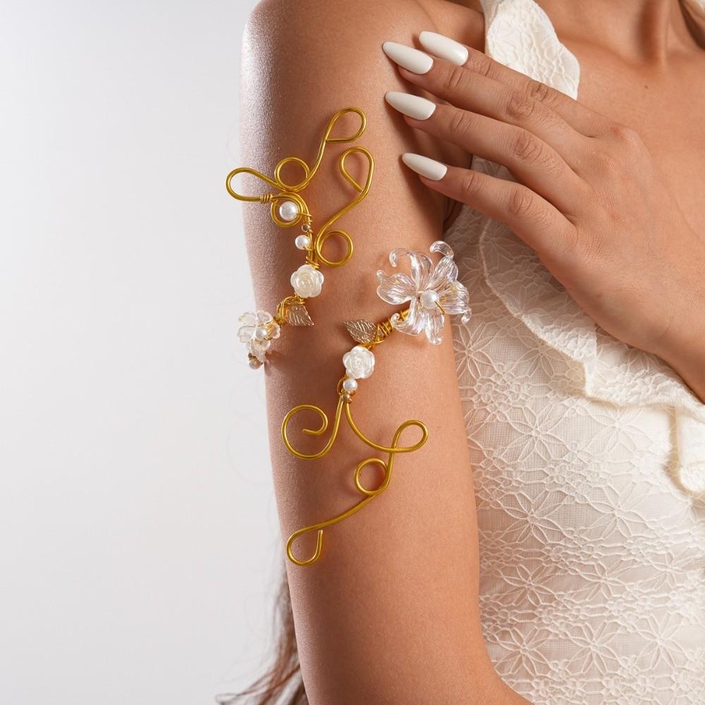 Hollow Out Iris Flower Bracelet Floral Armband Elegant Arm Ring Arm Accessories