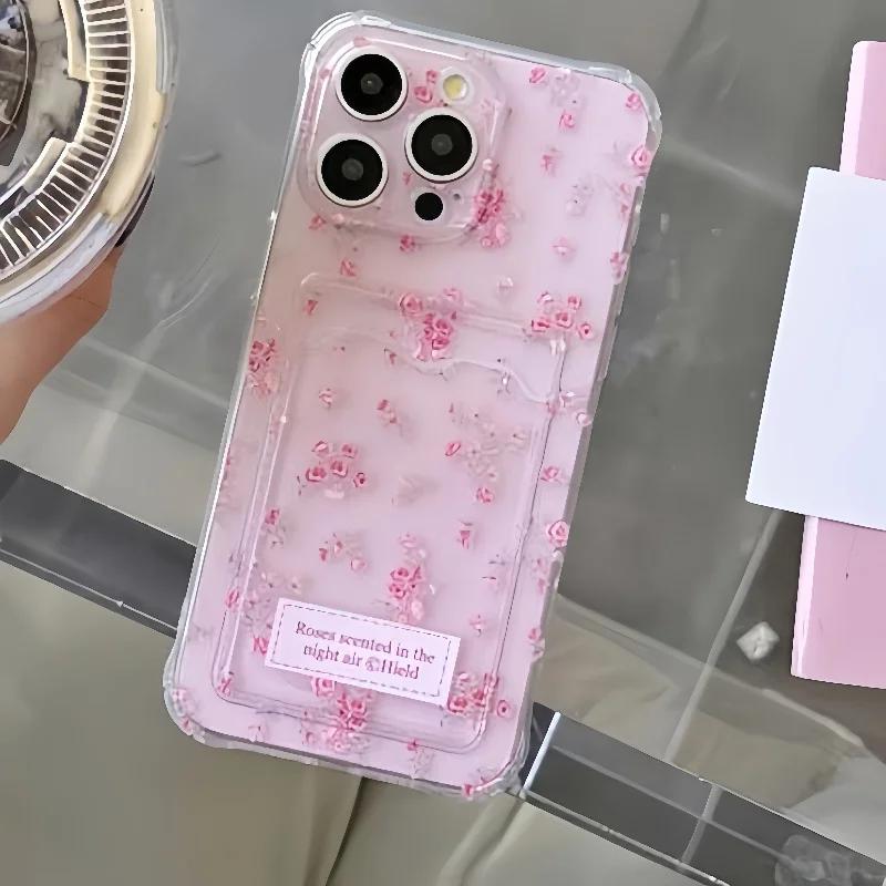 

Korean Cute Small Flower Card Bag Case for Samsung Galaxy A56 A55 5G A54 A14 A53 A52 A35 A24 S24 Ultra S22 S23 Plus S20 S21 FE Samsung S22