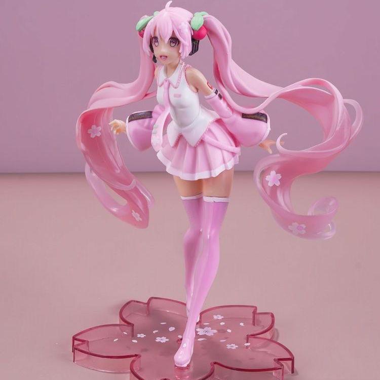 Cherry Blossom Pink Hatsune Miku Figurine - Anime Princess Desktop PC or Car Decoration Ornament
