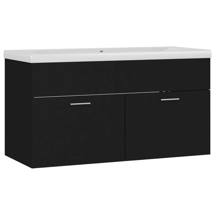 VidaXL Sink Cabinet with Integrated Sink, Sink Unit with Storage, Bathroom Vanity Cabinet, Black 3070839