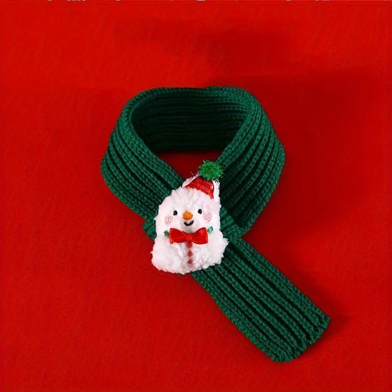 

1pc Christmas Pet Scarf, Cat Dog Wool Thread Scarf, Cartoon Snowman Elk Warm Plush Cat Knitted Scarf Christmas Gift for Pets M