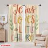 2pcs,2D plane printing Curtains Digital Printed Colorful Faith Message Polyester Easy Install (without rod) Decorations For Home