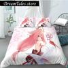 Genshin Impact Bettwäsche-Set Einzelbett Twin Full Queen King Size Bettwäsche-Set für Erwachsene Kinder Schlafzimmer Bettbezug-Sets 3D-Druck Spiel Bettlaken36