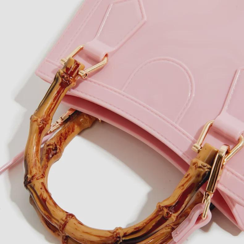 Bohao Bamboo PVC Square Barbie Jelly Crossbody: Stylish, Versatile, Dirt-Resistant, and Easy-to-Clean Summer Women's Evening Bag.