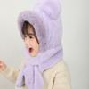 One-Piece Kids Hat Hooded Scarf Plush Infant Beanies Cap Fashion Winter Baby Hat Scarf