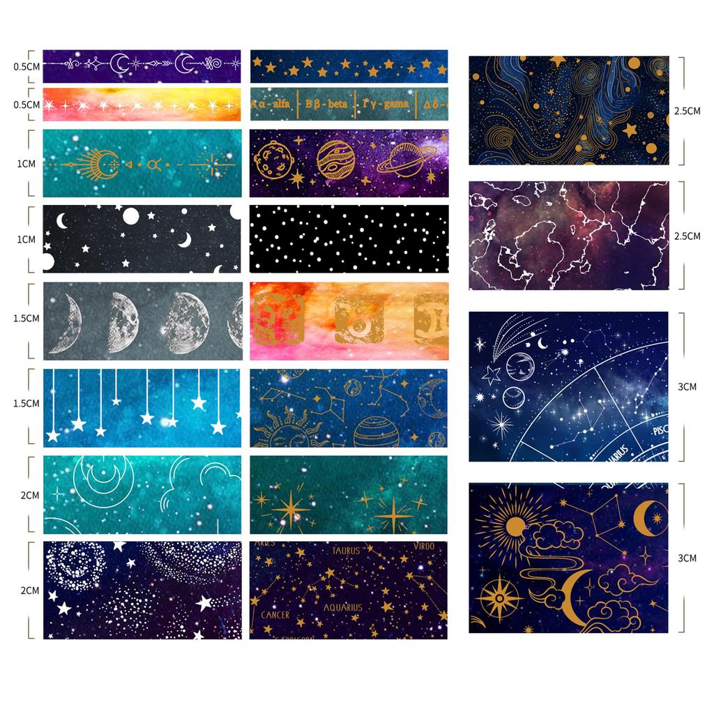 Songdao 20 Rolls Starry Sky Masking Tape Milky Way Washi for DIY Crafts Set, Tape, Women's Style, Packaging,