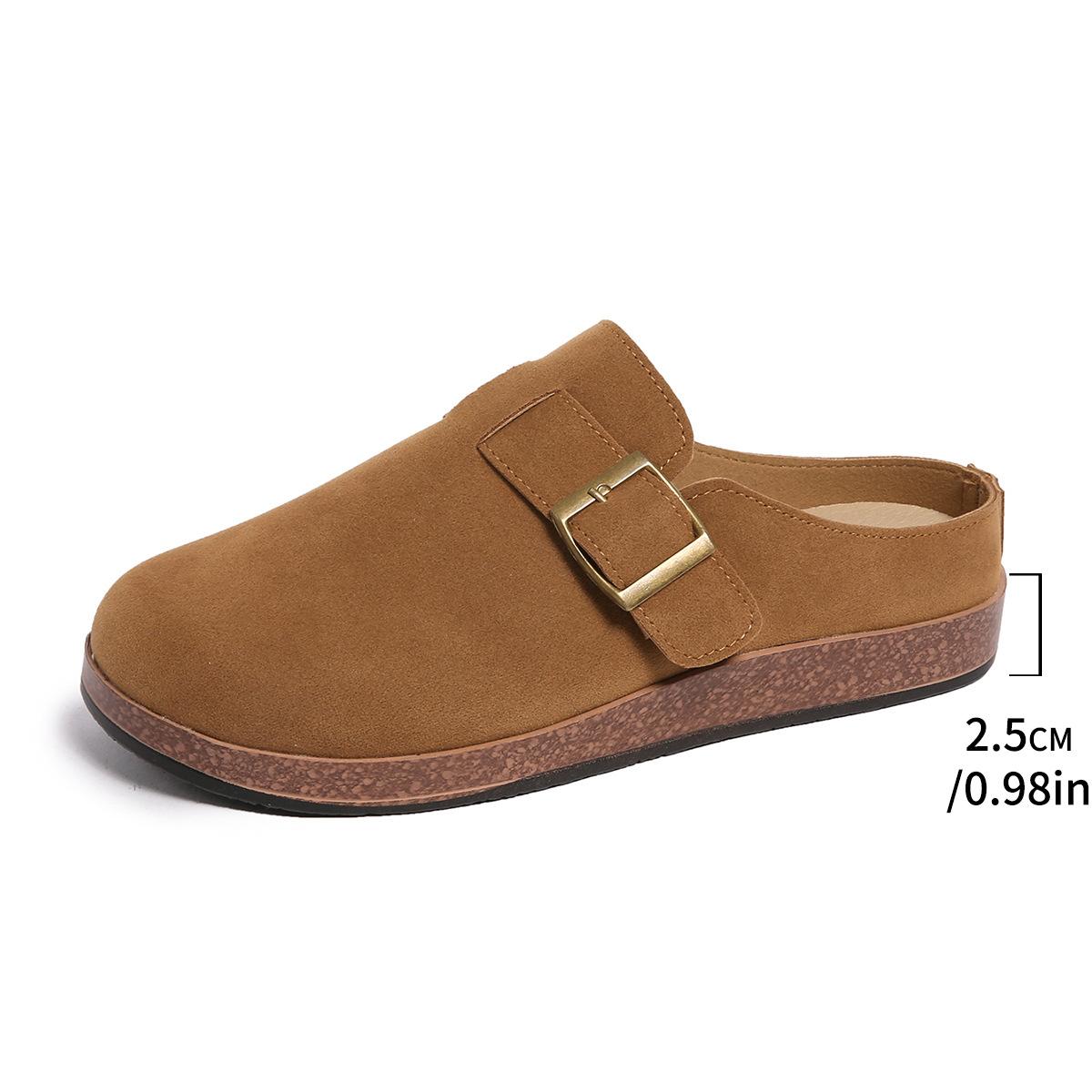 

Баотоу тапочки женские желаю осень новый ремень пряжка уличная носка педаль ретро Бокен полутапочки 43 хаки