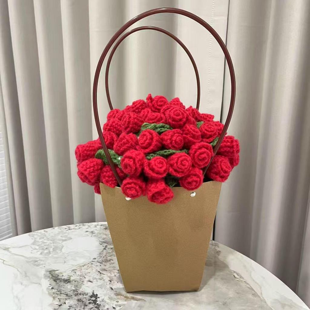 Hand-Knitted Rose Bouquet Crochet Blanket Shawl