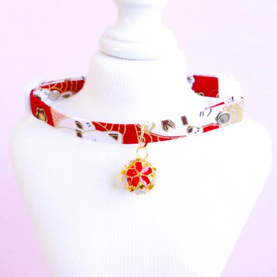 Coleira para animais de estimação estilo japonês, vestimenta ajustável, coleira para cães e gatos, com sino