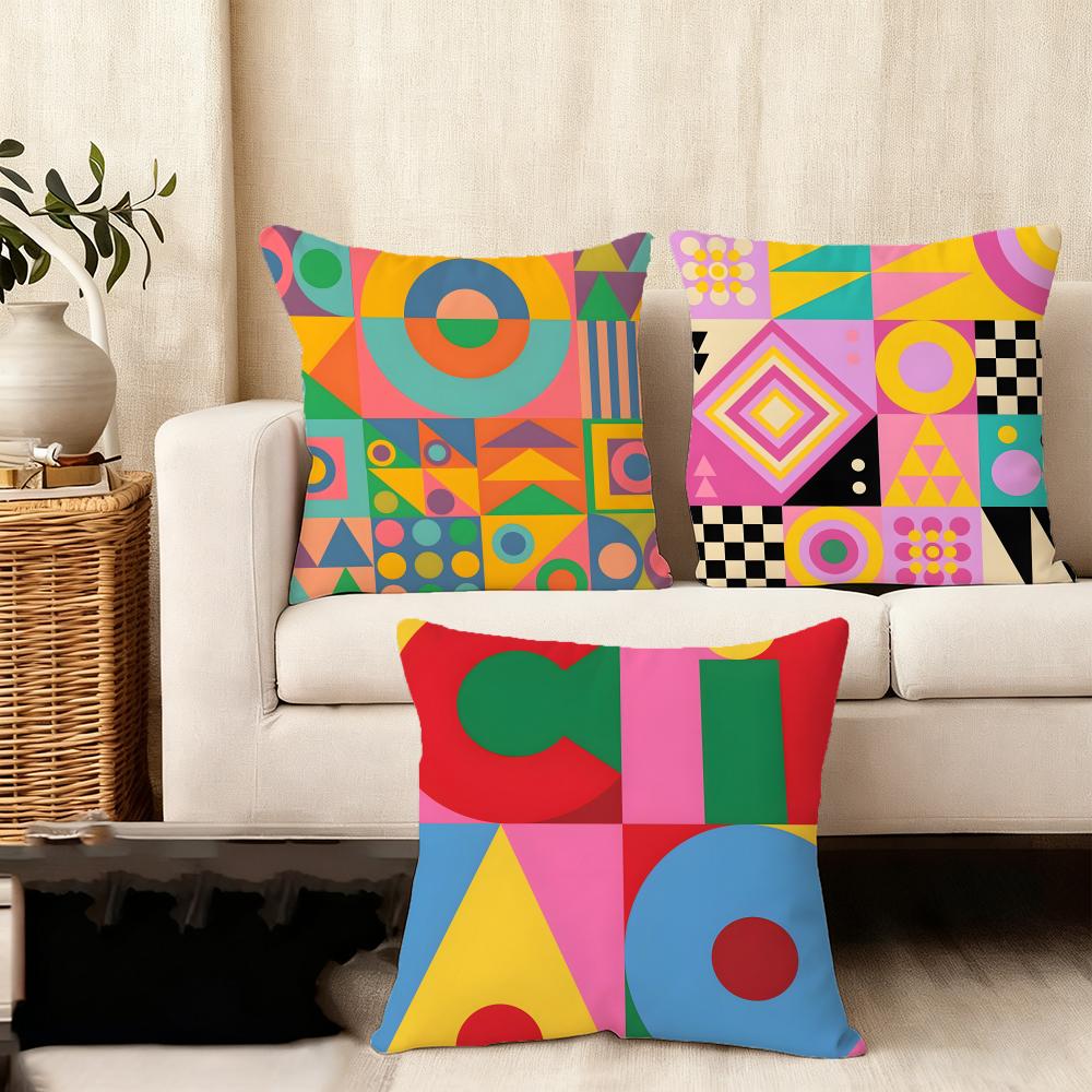 Geometric Patterns Luxury Cushion Cover Plush Fabric Soft DoubleSided Printed Sofa Warm Winter Home Child Gift Pillow Case