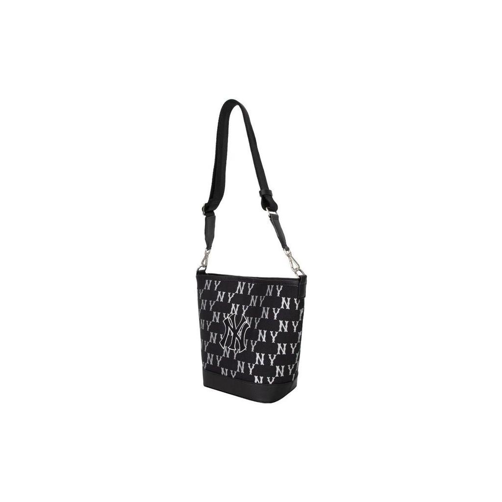 MLB New York Yankees Large Logo Print Vintage Floral Adjustable Strap Casual Bucket Bag Women Shoulder Bag Black 3ABML023N-50BKS