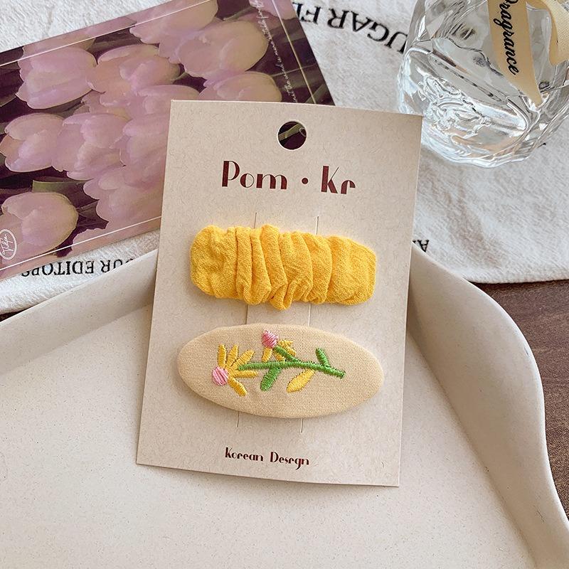 Cute Embroidered Flower Cloth Hairpins Women Girls Hair Clips Pins Barrettes Accessories Hairgrips Headdress Headwear Ornaments