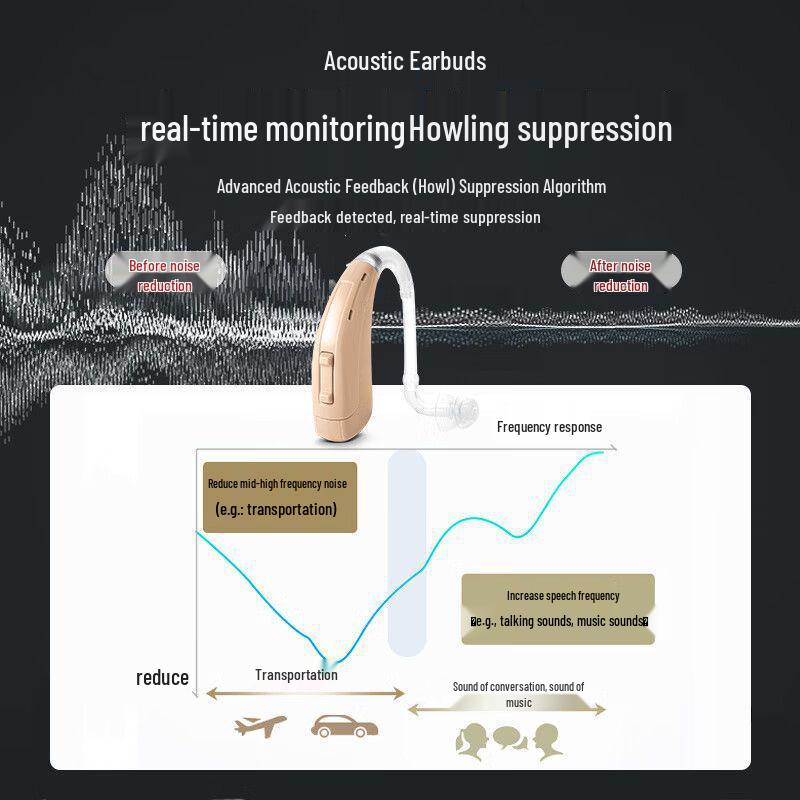 Smart Noise-Reducing Digital BTE Hearing Aid for Elderly - High Power Lisheng