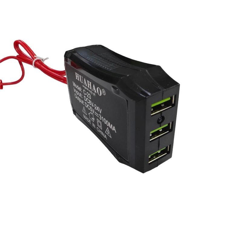 Battery Clip Charger 12V 24V To 5V 3Usb Charging Port For Cellphone Tablet Laptop Emergency Power Usb Adapter