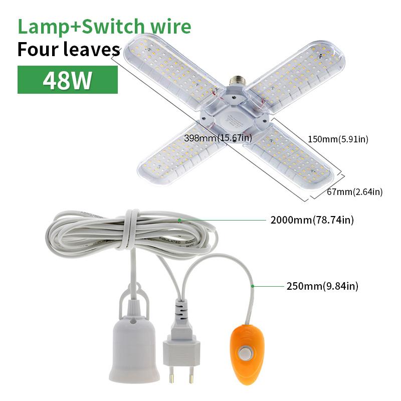 24W 36W 48W Katlanabilir LED Büyümek Işık Tam Spektrum E27 Bitki Büyüyen Işık Phytolamp Ampul Kapalı Bitkiler Için Çiçek Fide