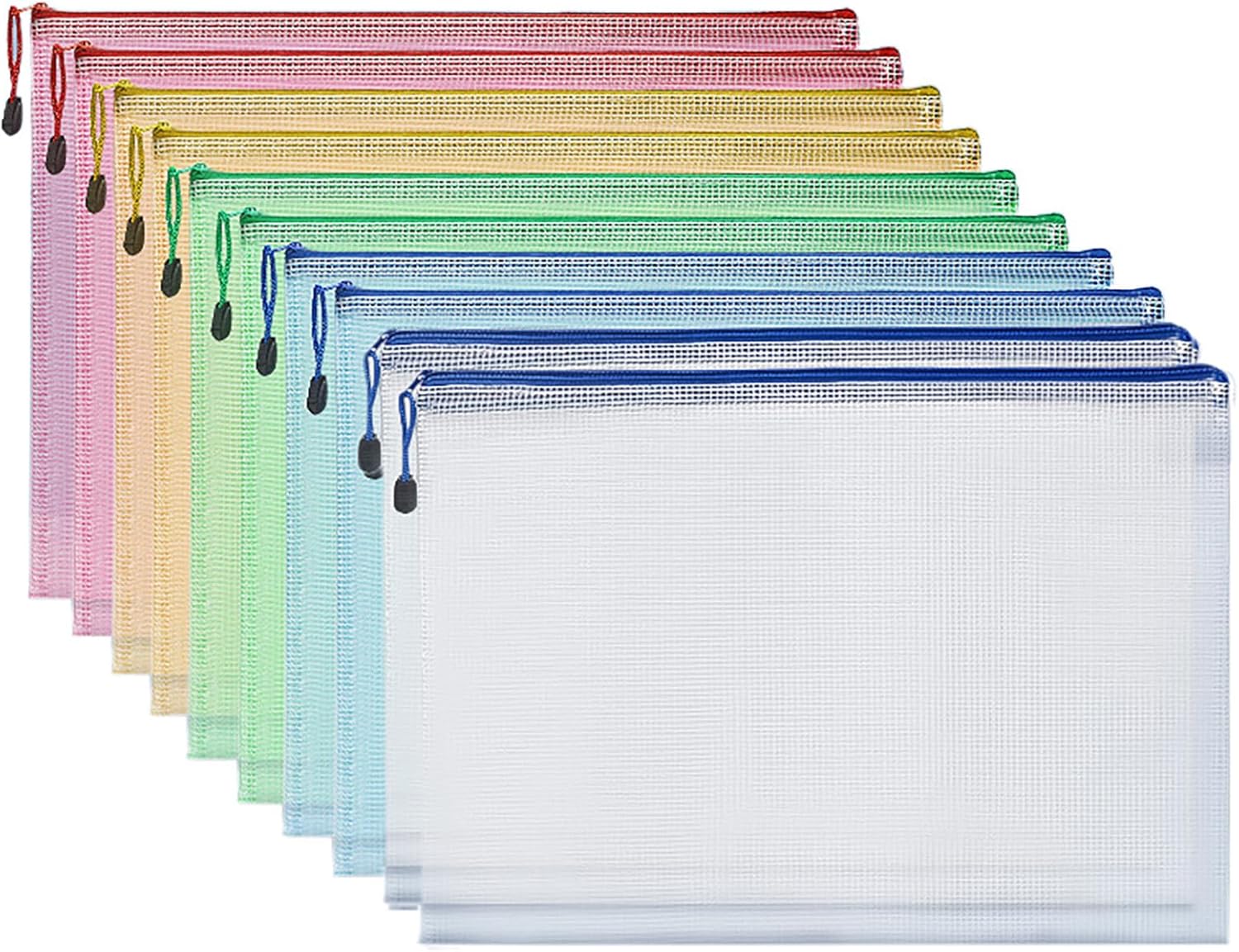 

Zipper Documents Storage Bag, 10 Pack A4 Size Plastic Waterproof 13 Inch x 9 Inch File Envelopes for Study and Office