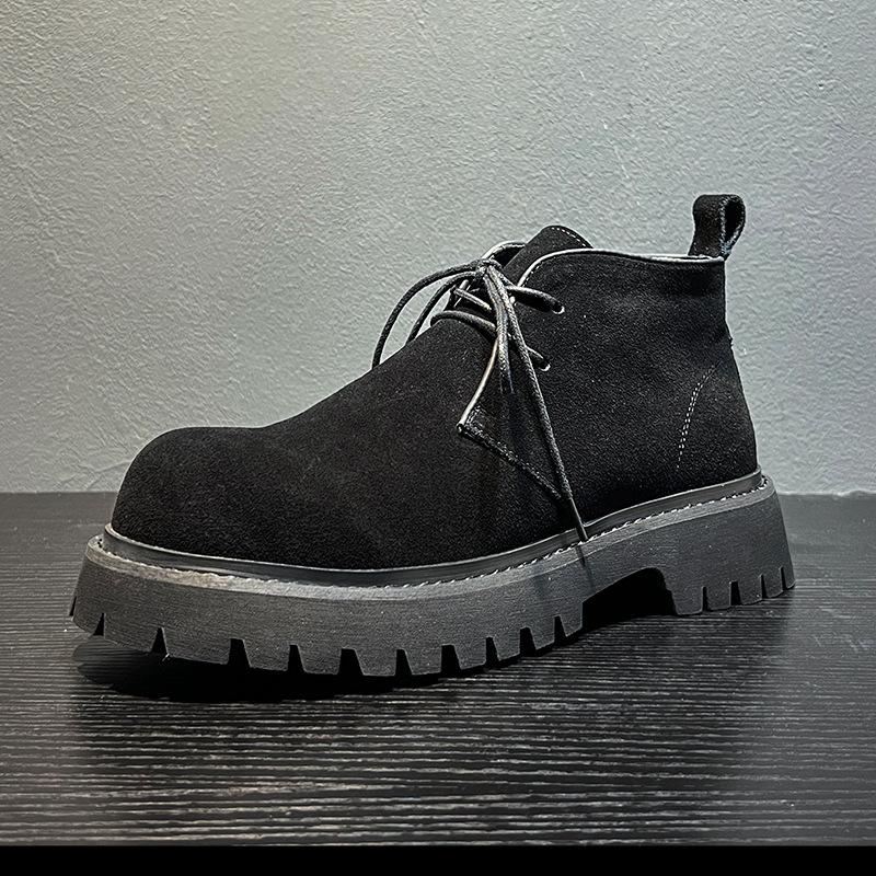 2024 medium top men's boots anti-velvet leather Martin boots men's trend high top velvet leather boots 43348-A