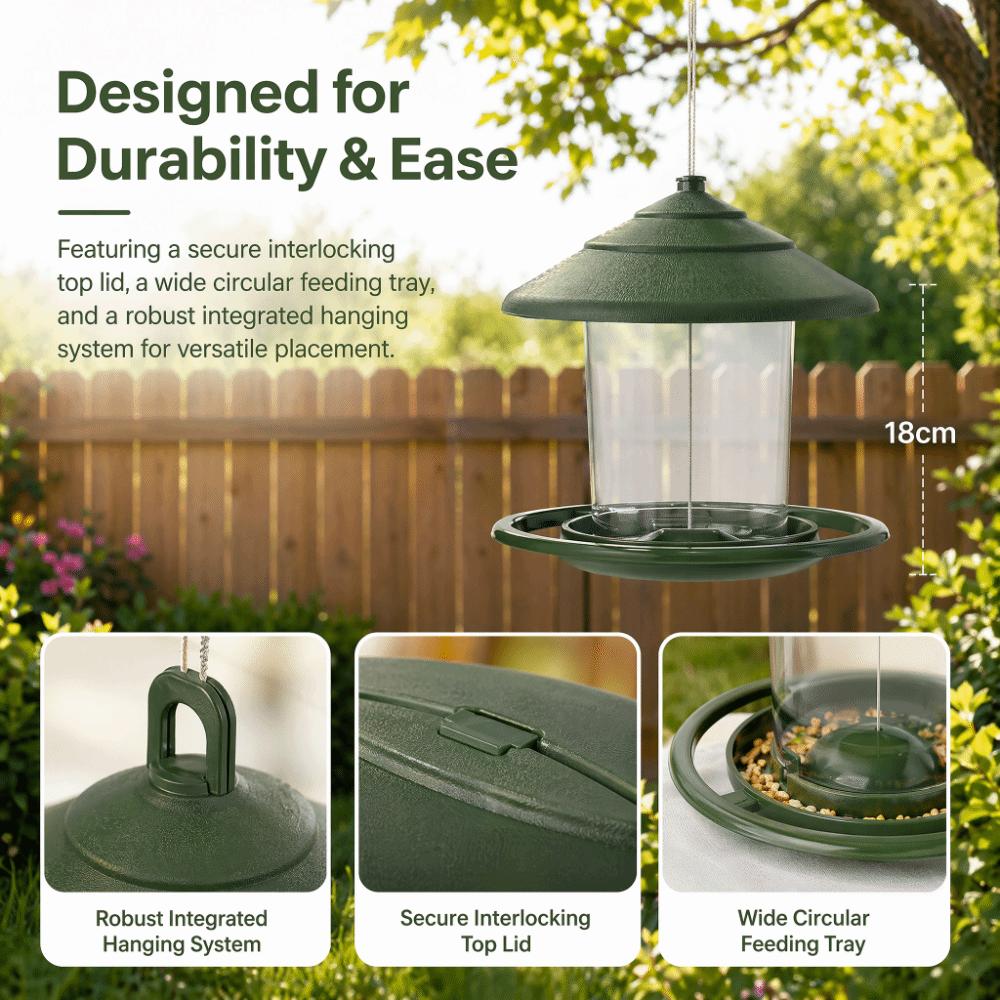 Circular Habitat Hanging Bird Feeder Sure-Lock Cover Bird Food Container Bird Watching