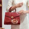 Chinese-style Peony Embroidery Handbag for Women 2024, Red Bridal Handbag, High-end Handbag for Middle-aged Mothers, Wedding Bag