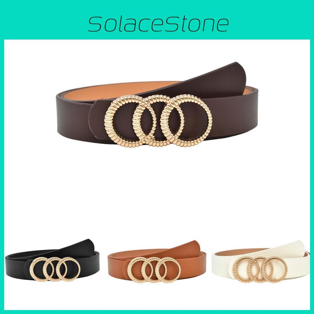 Fashionable Pu Smooth Buckle Womens Waist Belt Decorative Essential Denim Pants