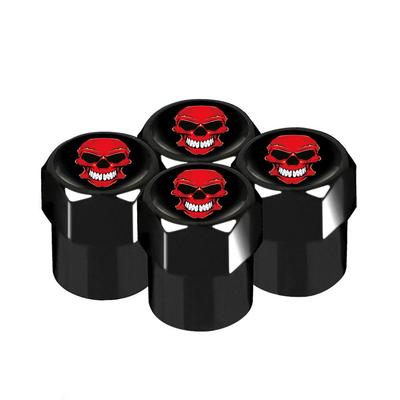 4 DB Univerzális DIY Autó Kerék Gumi Levegőszelepsapkák Szelep Szár Autó Matricák Autókhoz Motor Autós Kiegészítők Dekor Ajándék ,Vörös Koponya Stílushoz