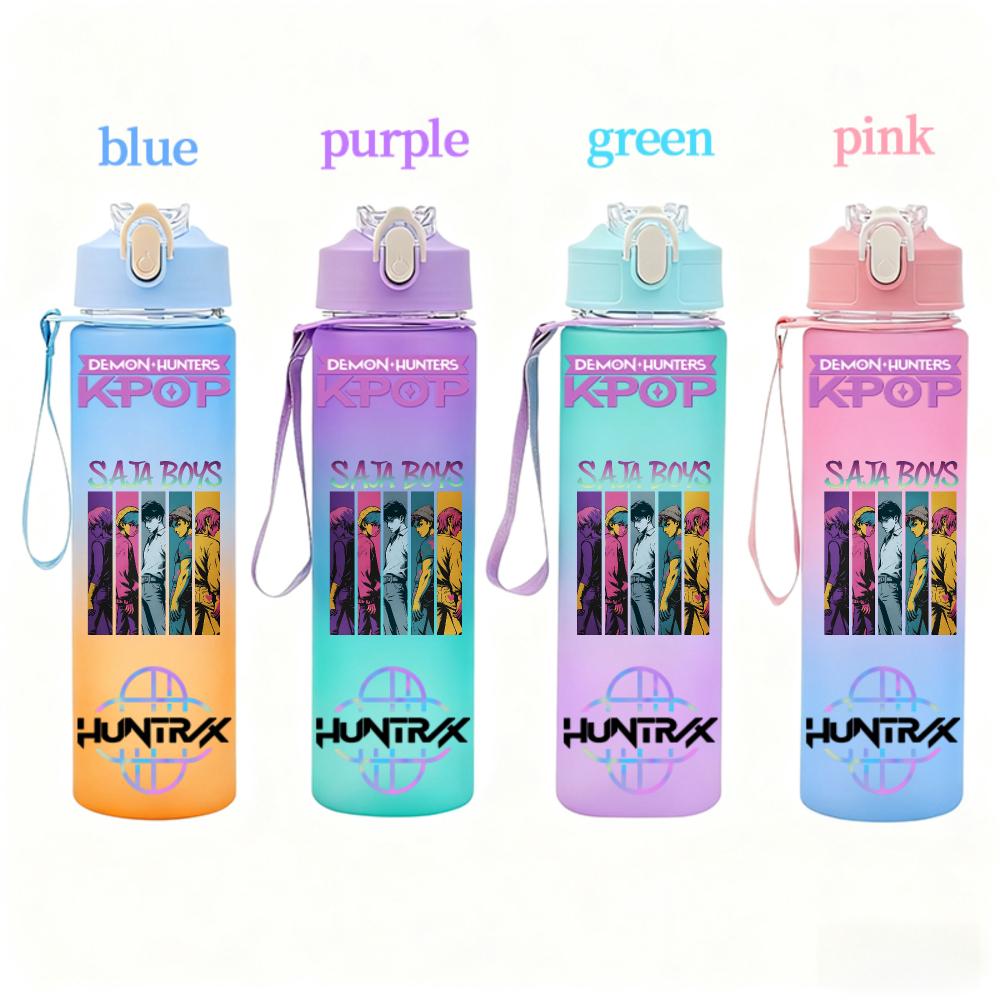 KPop Demon Hunters Gradient Water Bottles Student Adult Drinking Cup Portable High-capacity Outdoor Drink Bottle Gift 750ML Kid Friendly Entertaining