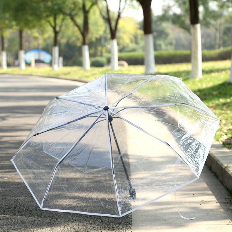 Stylish Unisex Transparent Folding Umbrella – Hand-Open Design, Compact, and Creative for Students