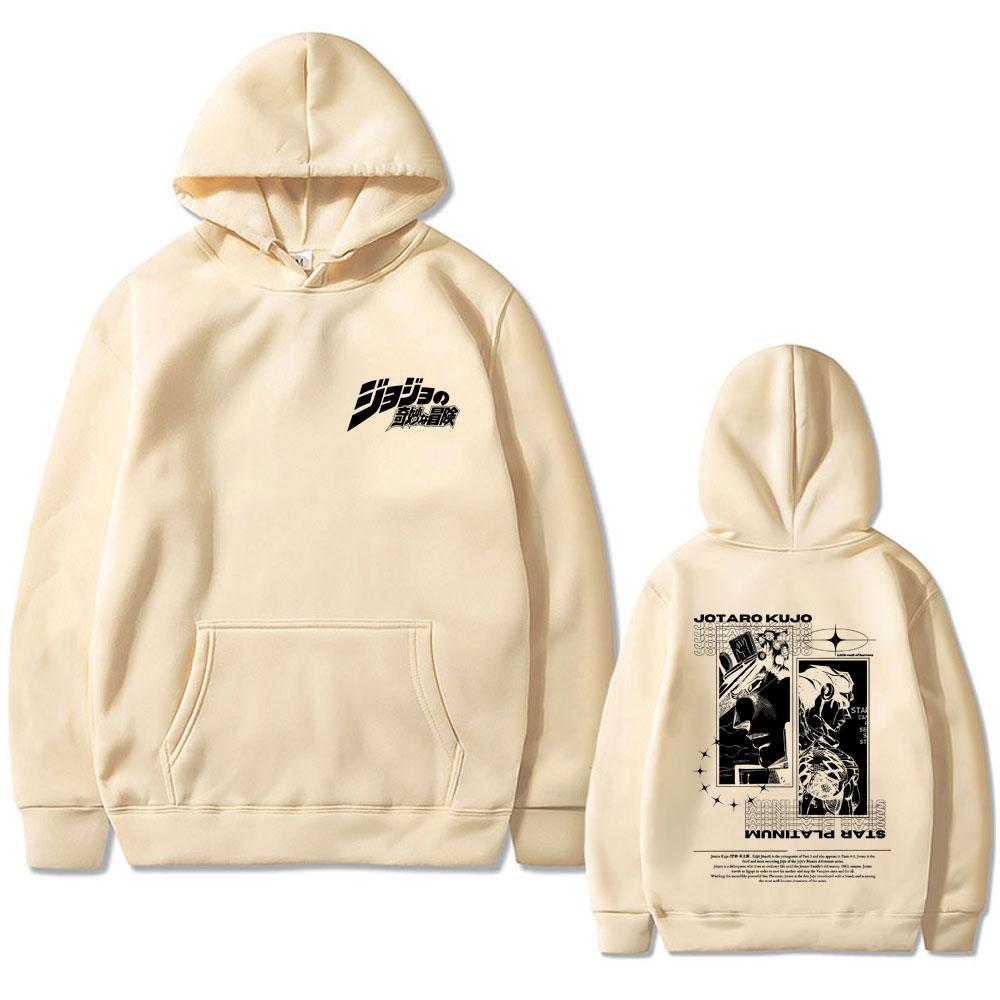 Anime JJoJo's Bizarre Adventure Kujo Jotaro Star Platinum Graphic Hoodie Men Women Casual Vintage Fleece Oversized Sweatshirt
