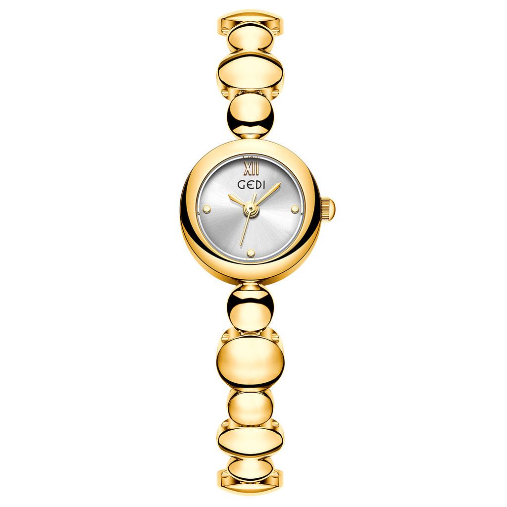 Vintage Womens Watch With Metal Bead Chain Quartz For Office Wear