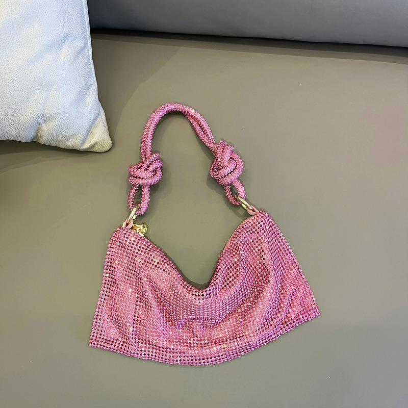 Women'S Bag, Rhinestone Armpit Bag, Diamond-Encrusted Handbag, Pink Bag, Hand-Carried Small Bag, Women'S Bag.