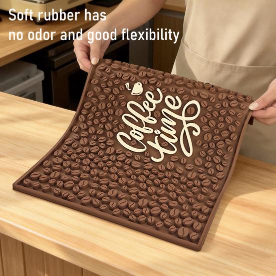 Coffee Bar Mat for Countertop 18x12 Inches Coffee Maker Mat Rubber Espresso Machine Mat Coffee Time Slogan Barista Station Mat
