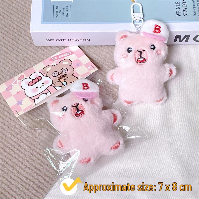 Capybara Plush Keychain with Baseball Cap - Cute Bag Decoration Doll Accessory