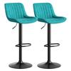 Blue Dining Room Bar Stool Swivel Chairs, Set of 2 - Velvet-Covered, Height-Adjustable, 360 degrees Swivel Function