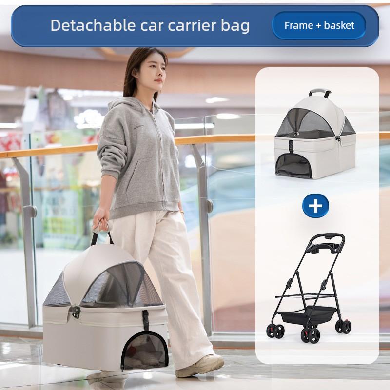 Lightweight Pet Cart Dog Foldable Separation Strollers Medium Dog Cart Dog Detachable Car Carrier Bag Pet Carriers with Plate