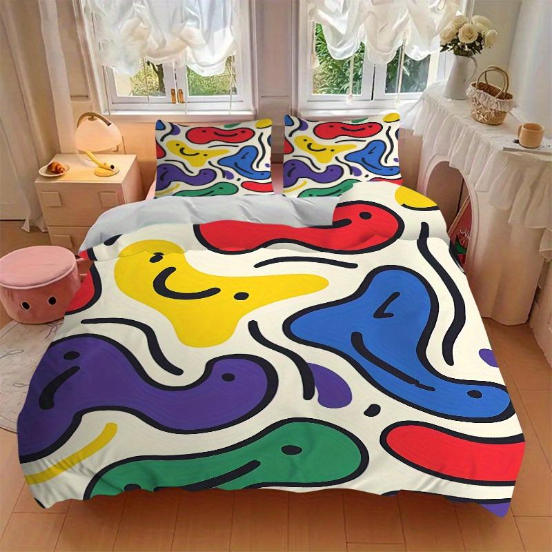 3pcs Colorful Patterns Bedding Set, Breathable and Soft, Suitable for All Seasons, Ideal for Home Use, Suitable for Bedroom Decor Yy250821225
