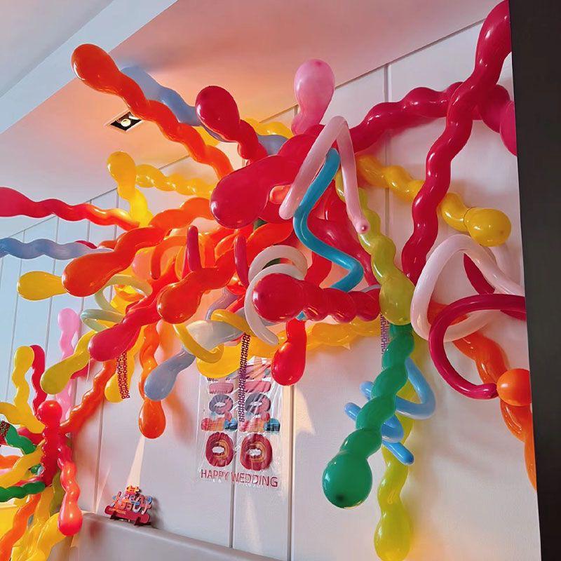 Rainbow Twist Balloons for Wedding and New Home Decor - Colorful Bedside and Living Room Arrangement Supplies