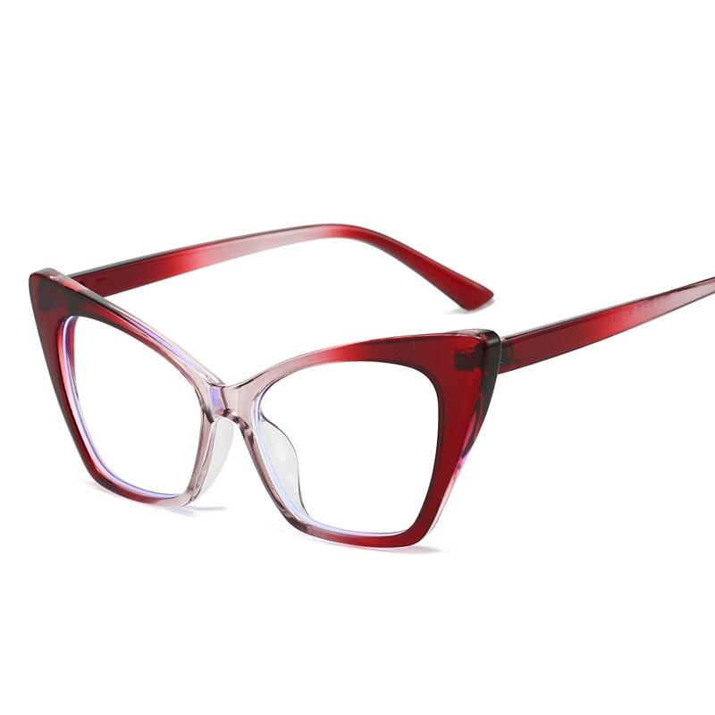 Women Cat Eye Glasses Fashion Retro Anti Blue Light Large Frame Color Computer Eyeglass Luxury Brand Design Decorative Eyewear