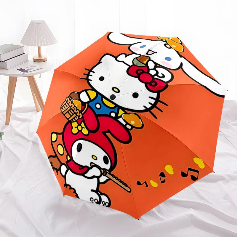 1pc Hello Kitty Mushroom Hat Auto Open Close Umbrella - Portable Folding Design with Iron Frame - Outdoor for Fans, Travelers, Everyday Use - Perfect