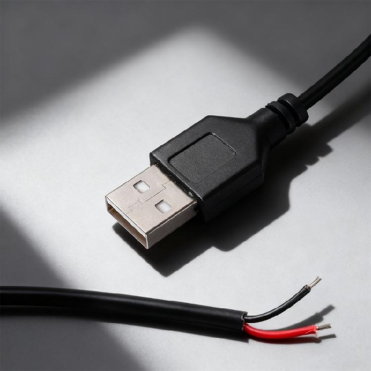2 Pin Bare Wire USB Power Cord 22AWG Tinned Tip with Switches 5V/1A Support Cable Power Line Plastic Texture for Repair