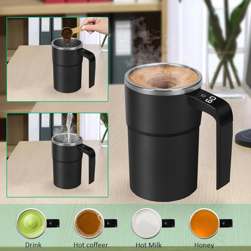 1Pc Electric coffee automatic mixing cup, rechargeable digital display screen magnetic stirrer, suitable for holiday gifts